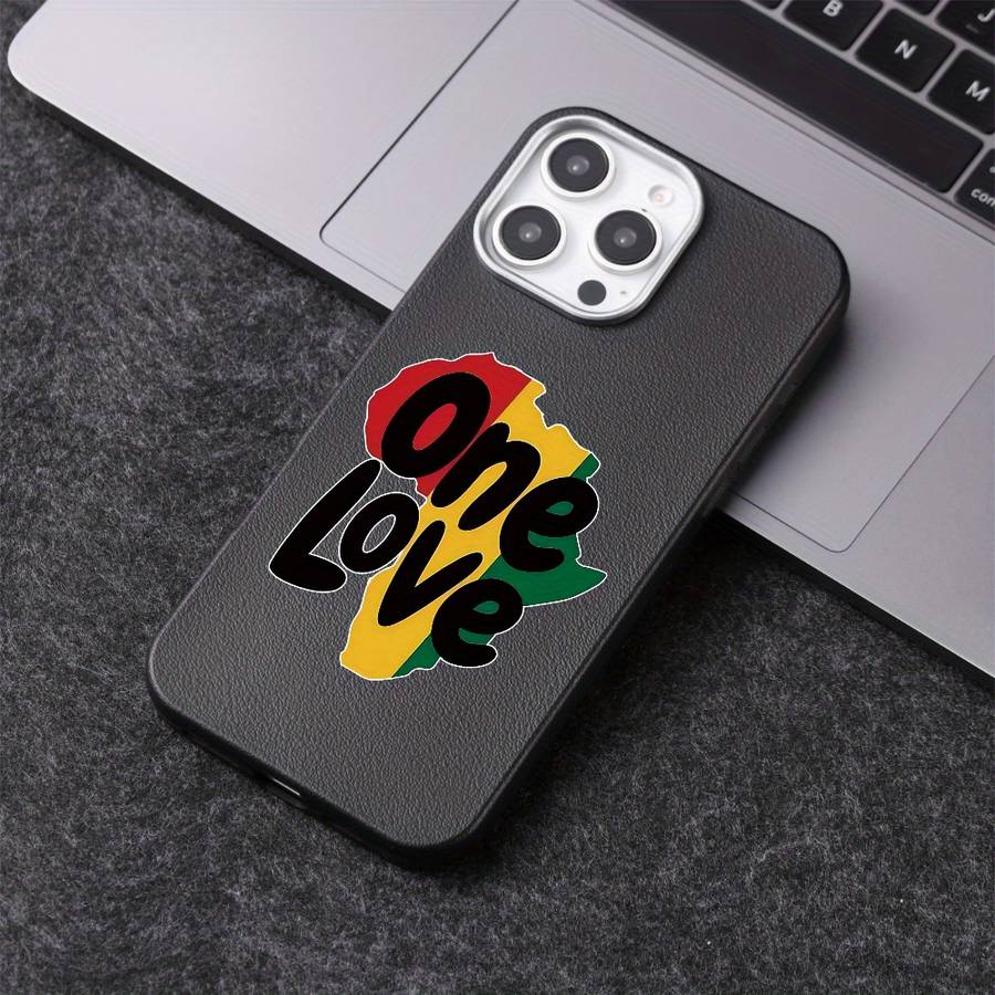 1Pc Black For iPhone 15 One Love Africa Phone Case