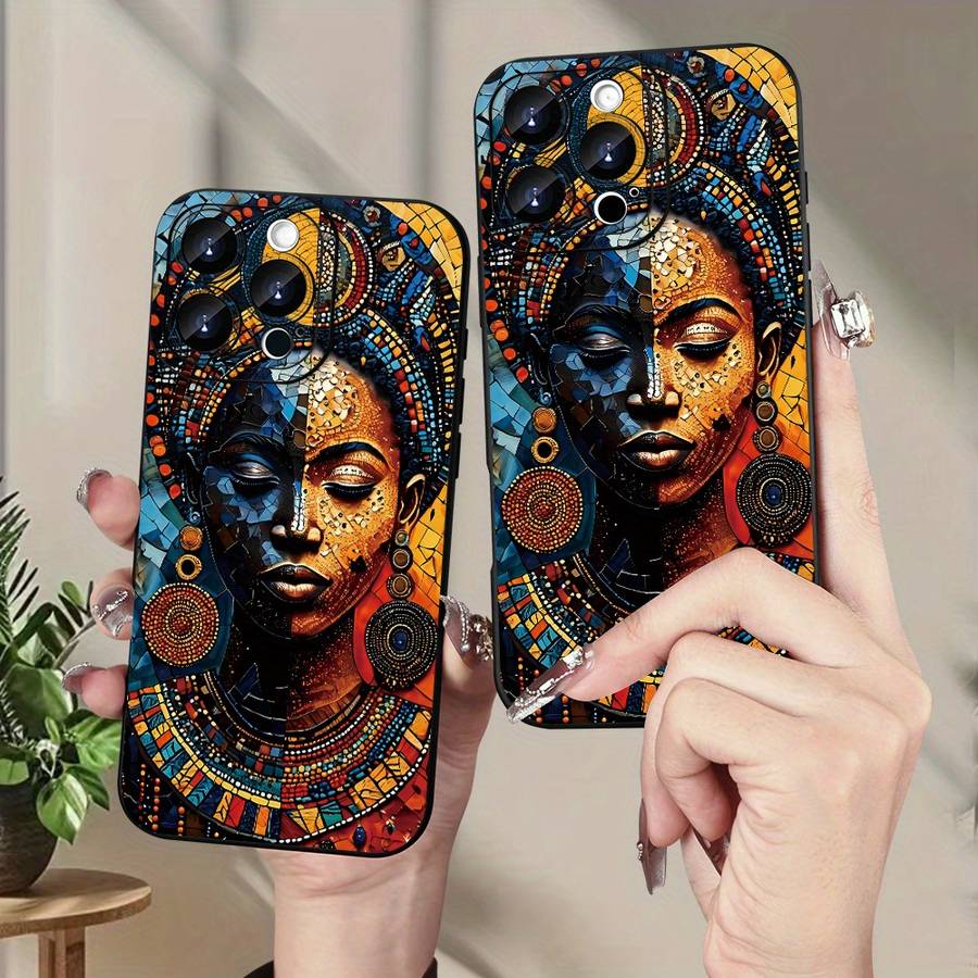 1Pc Black For iPhone X XS African Girl Pattern Phone Case
