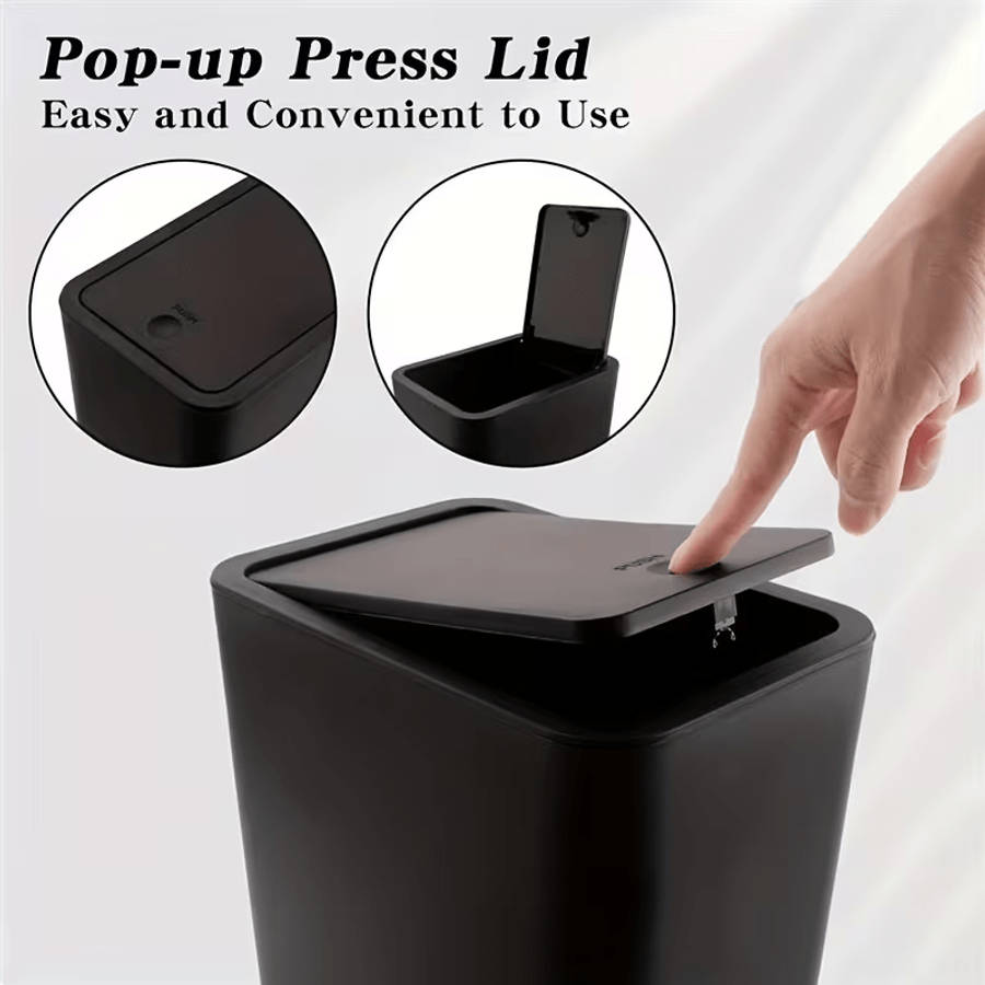 Garbage Can Color 10L Trash Can Black Z