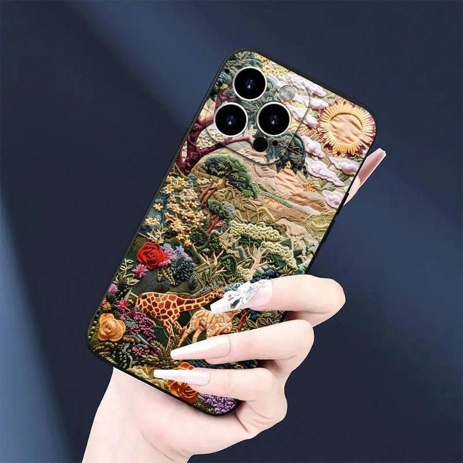 1Pc Black For iPhone 12 Pro Max African Wildlife Phone Case
