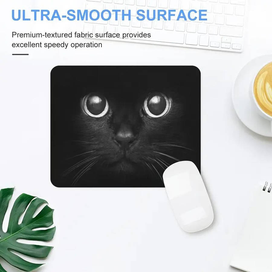 1pc Black Cat Abstract Art Mouse Pad Small Non-Slip Desk Mat for Gaming Office