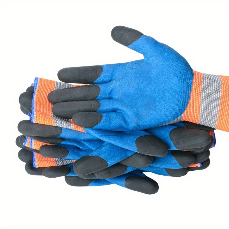 2 Pairs Black Finger Thickening Blue Base Multi Purpose Work Gloves