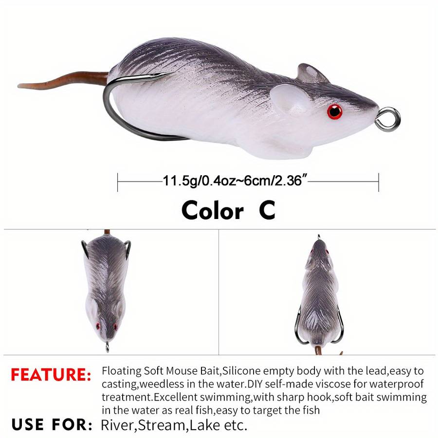 1pc Lure Bait Frog Mouse Double Hook Simulation Mouse Frog 6cm 11.5g