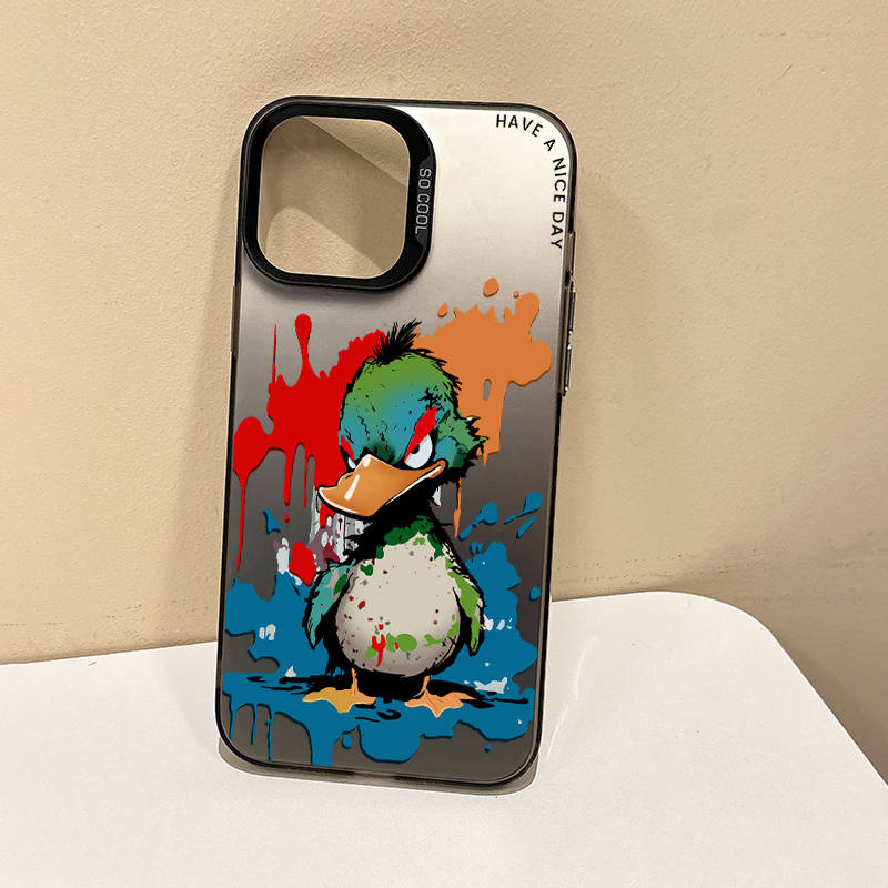 1Pc Grey For iPhone 13 Pro Anime Duck Pattern Phone Case
