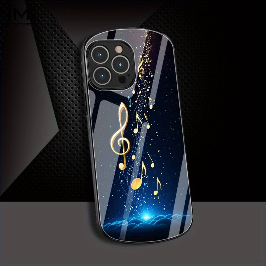 1Pc Black For iPhone 14 Pro Max Music Symbols And Starry Sky Phone Case