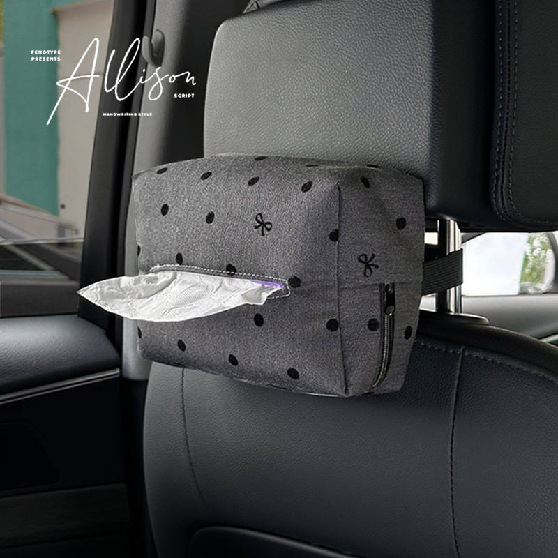 Car Tissue Box Style Polka Dot Bow Tissue Box Pink