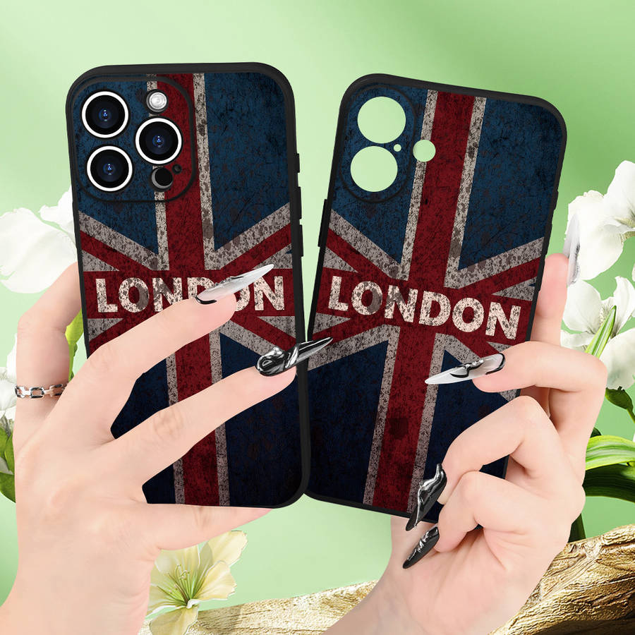 1Pc Black For iPhone 16 Pro Max UK Flag Phone Case