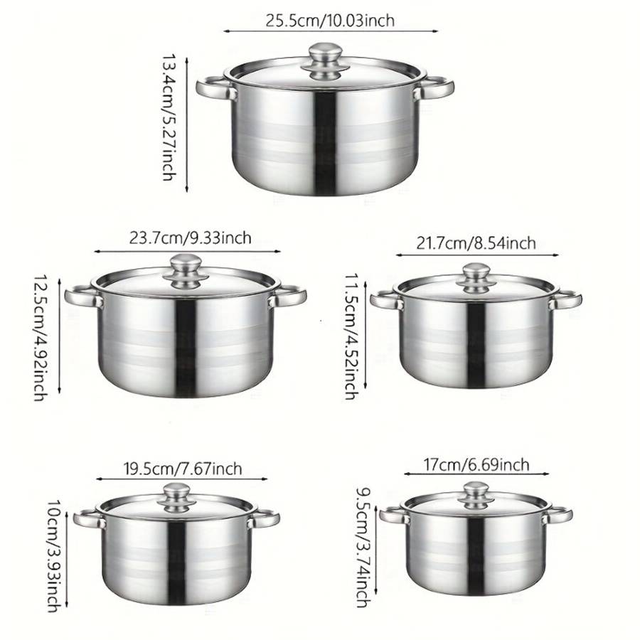 Heavy Duty Stainless Steel Cookware Set Home Cooking Camping Outdoor Use Multi