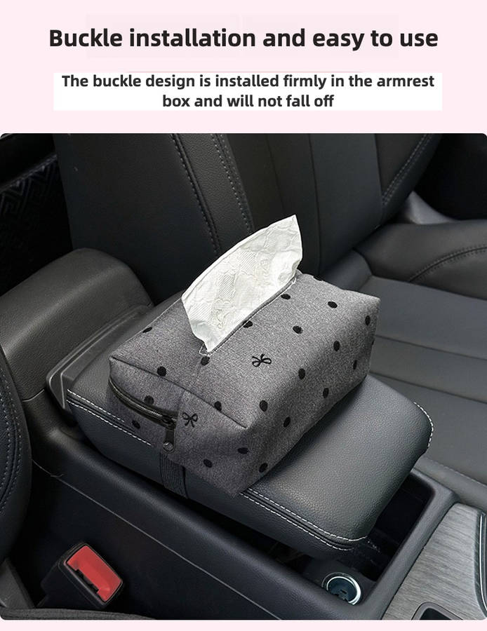 Car Tissue Box Style Polka Dot Bow Tissue Box Pink