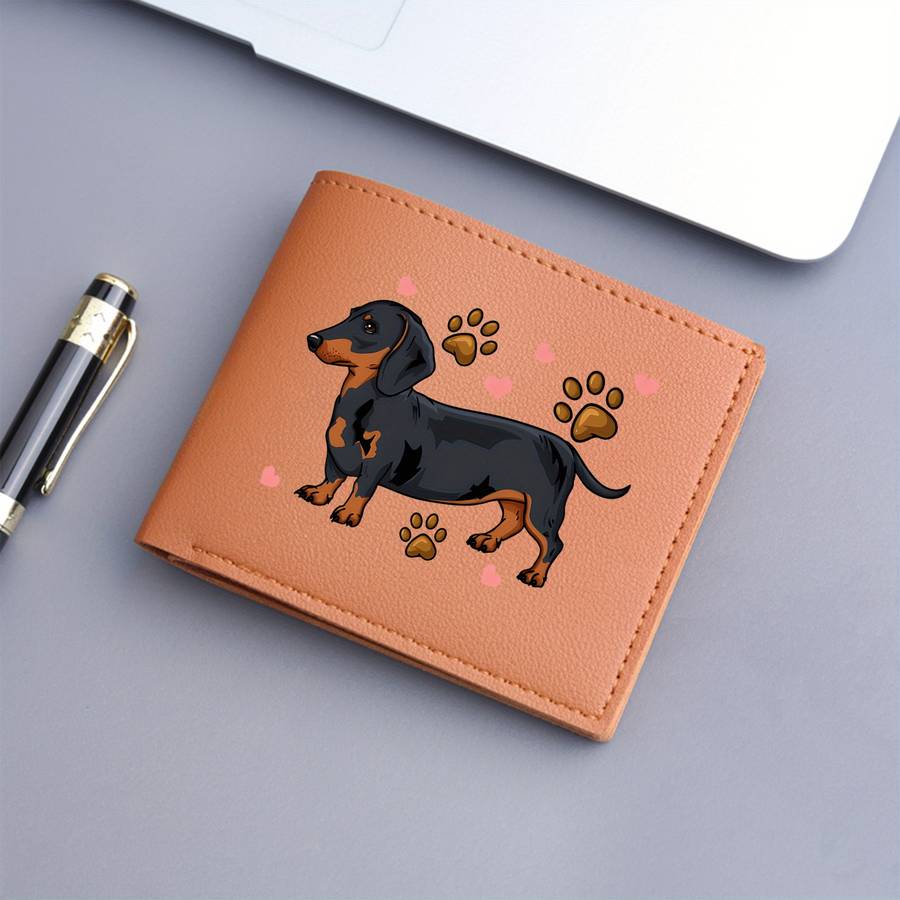 1pc Dachshund Print Bifold Wallet Card Holder with Slip Pocket Unlined Short Wallet for Busin