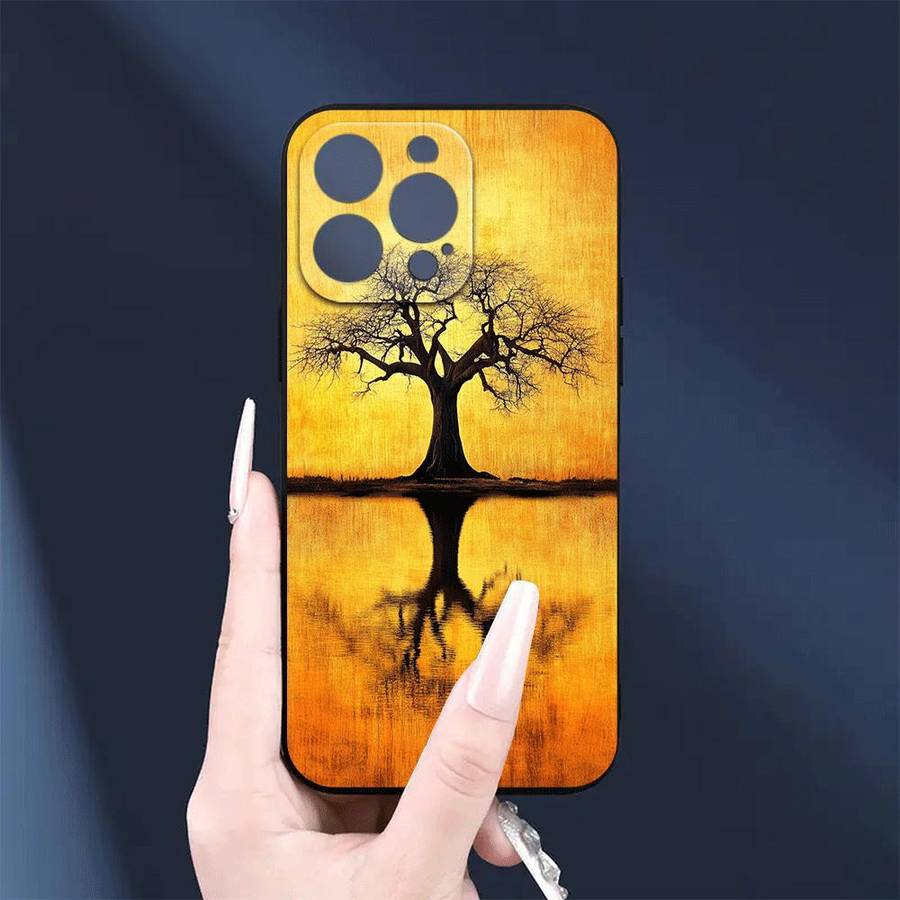 1Pc Black For iPhone 13 African Sunset Phone Case