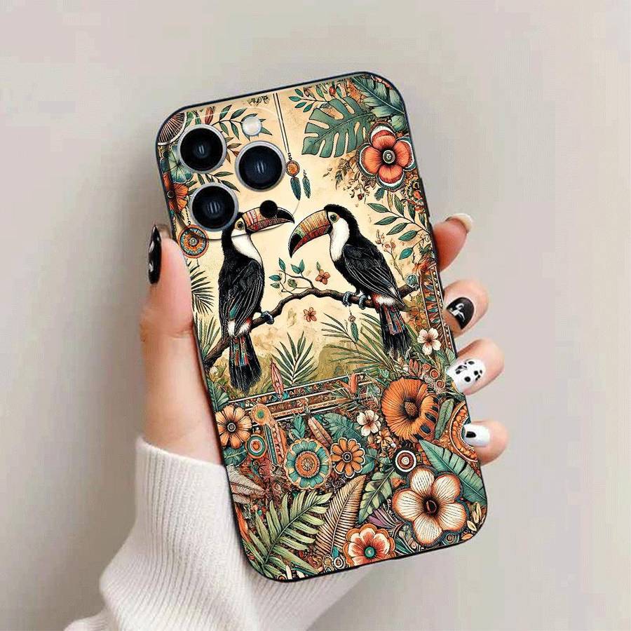 1Pc Black For iPhone 12 Pro African Style TPU Phone Case