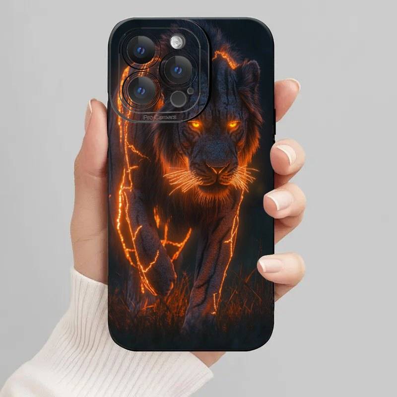 1Pc Black For iPhone 16 African Tiger Phone Case