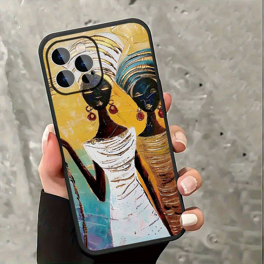 1Pc Ivory White For iPhone 13 Pro Max African Sisters Headwraps Phone Case