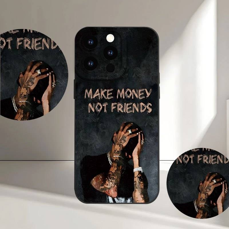 1Pc Black For iPhone 7 8 SE2 SE3 Make Money Not Friends Phone Case