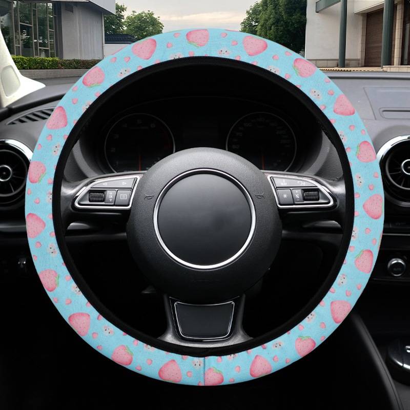 Car Steering Wheel Cover Multicolor Wildflowers Without Inner Circle Size 38Cm