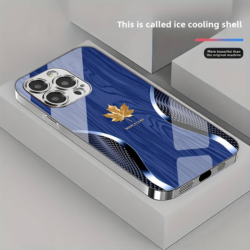 1Pc Mixed Color  For iPhone 14 Plus Golden Maple Leaf Phone Case