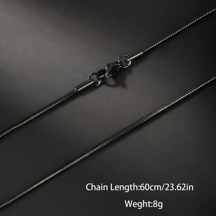 Crystal Stainless Steel Chain Necklace Black