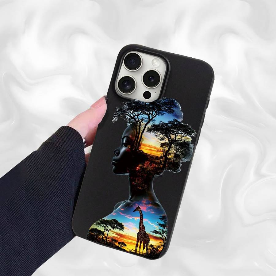 1Pc Black For iPhone 7 8 SE2 SE3 Sunset African Beauty Phone Case