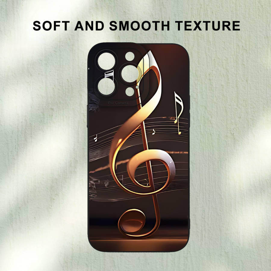 1Pc Black For iPhone 12 Musical Note Pattern Phone Case