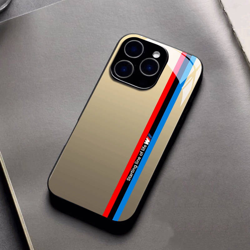 1Pc Black For iPhone 7 8 Dynamic Track Tempered Phone Case