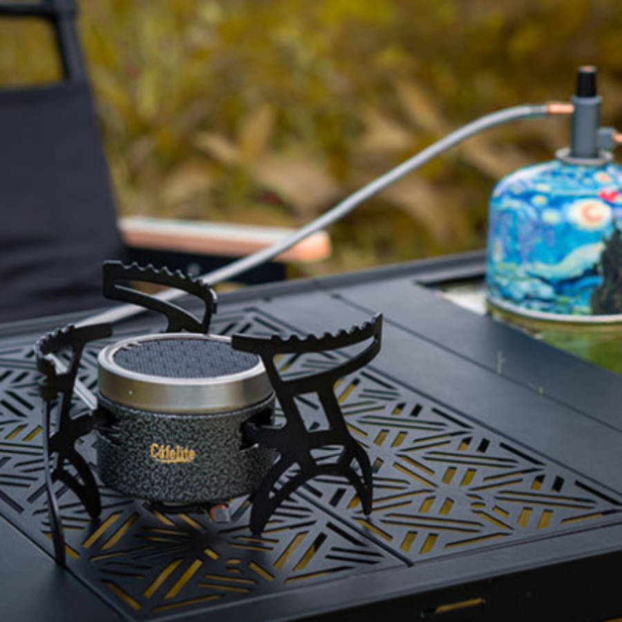 3 Portable Outdoor Gas Stove Windproof Camping Stove Press Power Ignition No