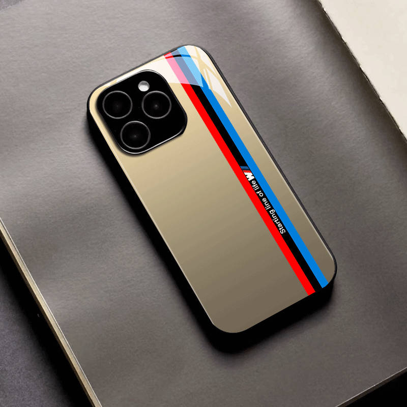 1Pc Black For iPhone 7 8 Dynamic Track Tempered Phone Case