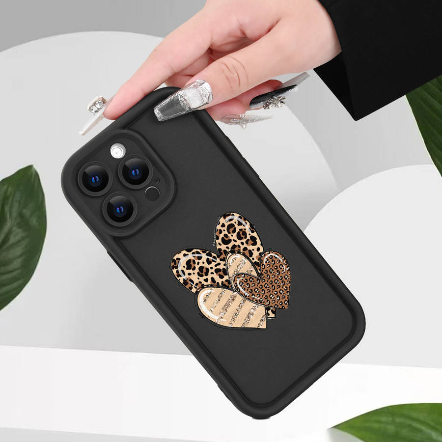 1Pc Black For iPhone 14 Pro Leopard Phone Case