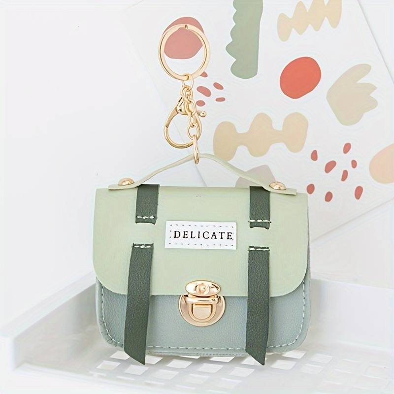 1pc Cute Female Creative Mini Compact Coin Purse Bag Small Wallet with Lock and Keychain Pendant