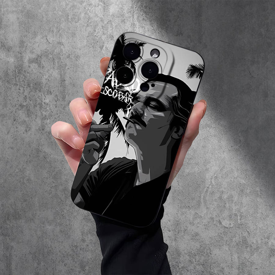 1Pc Black For iPhone 15 Pro Smoking Man Pattern Phone Case