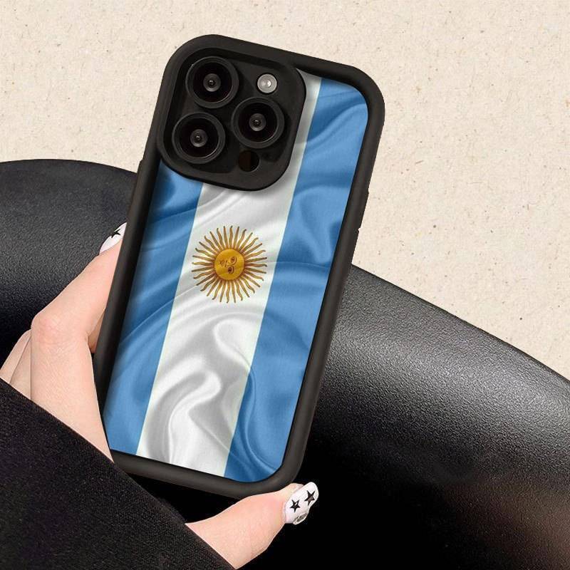 1Pc Black For iPhone 12 Pro Max Argentine Flag Pattern Phone Case