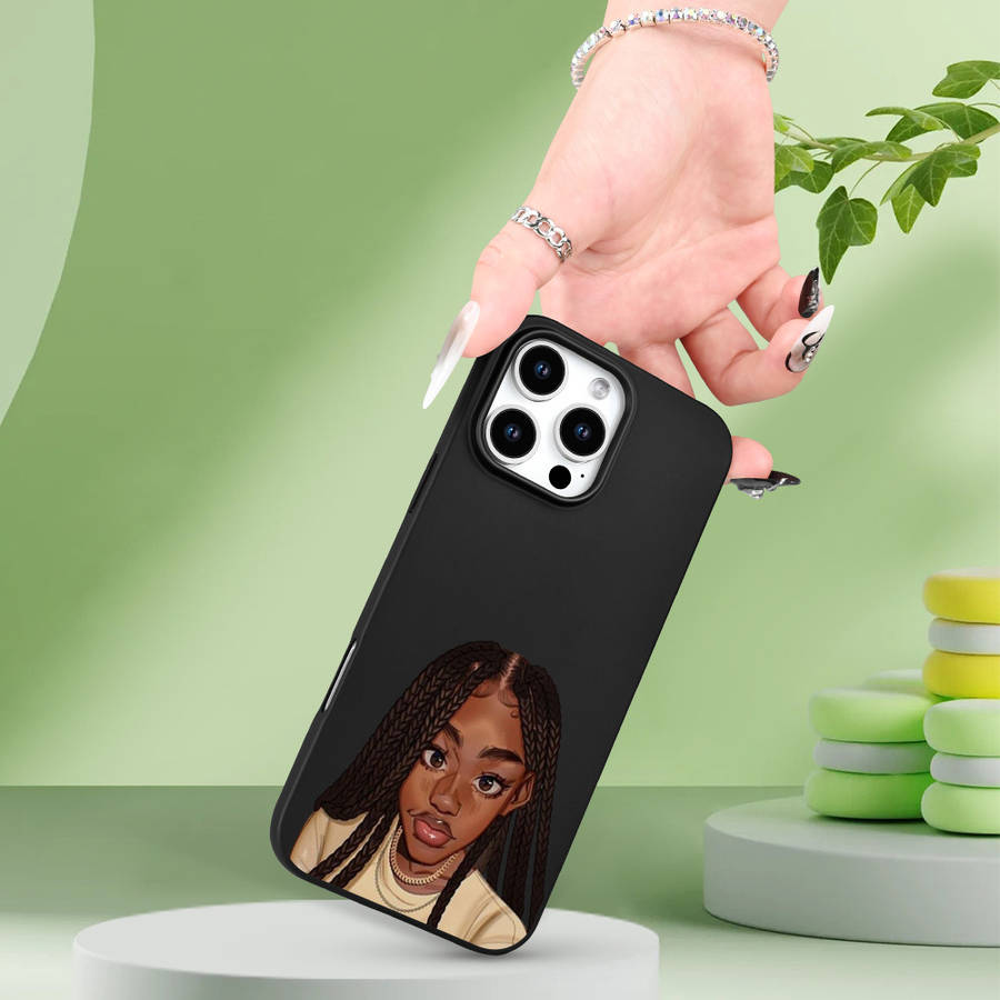 1Pc Black For iPhone 14 Pro Max African Girl Pattern Phone Case