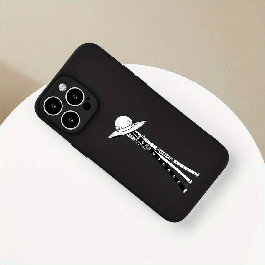 1Pc Black For iPhone 13 Pro Weapons And Straw Hat Phone Case