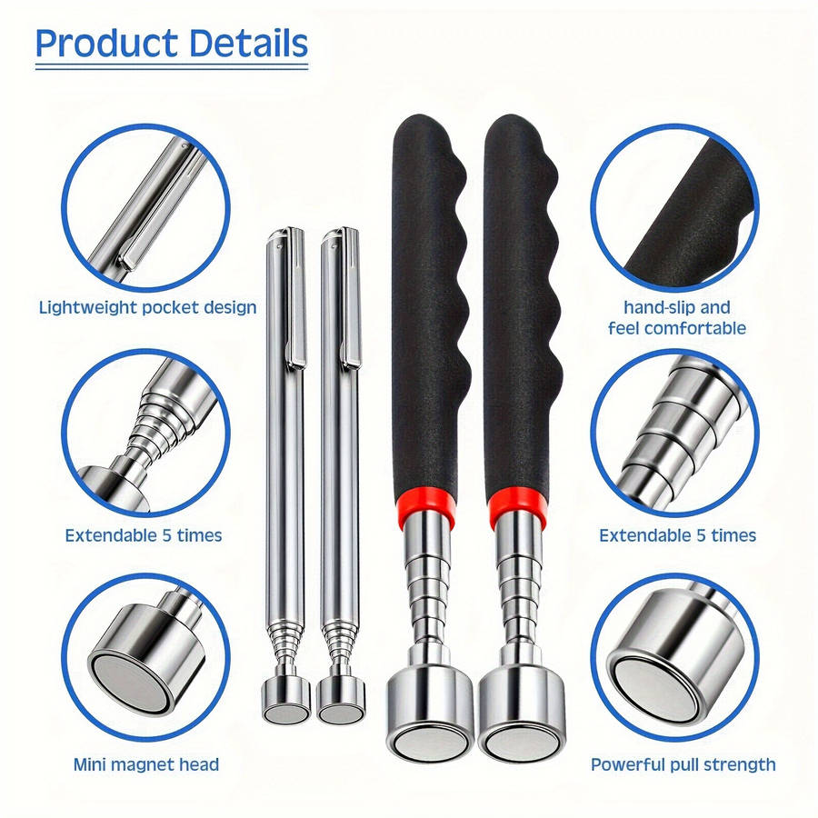 Heavy-Duty 3-in-1 Telescopic Magnetic Gripping Tool
