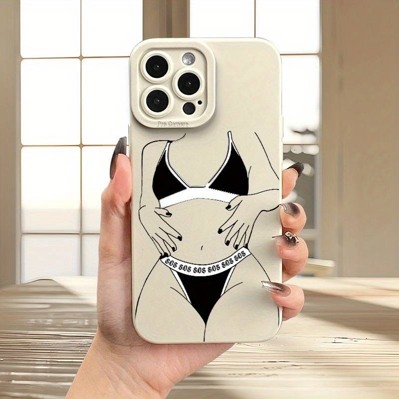 1Pc Beige For iPhone 12 Pro Sexy Woman Patterned Phone Case