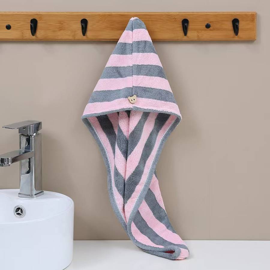 Hair Turban Striped Grayish Pink Quantity 2Pcs