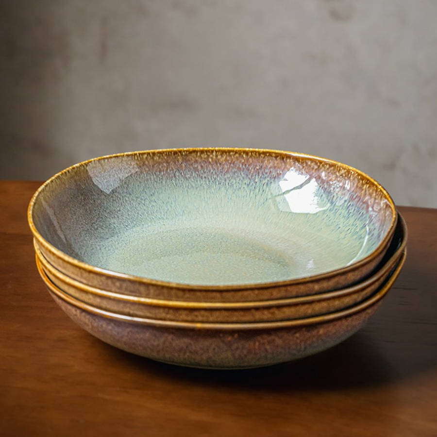 Bowl Model Poppy Green  Colored Flame Plate