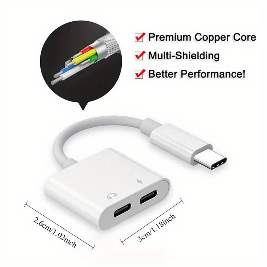 Charging Cable Color White Dual Usb C