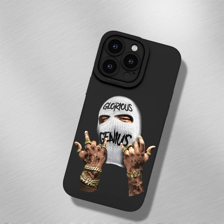 1Pc Black For iPhone 13 Mini Masked Bandit Print Phone Case