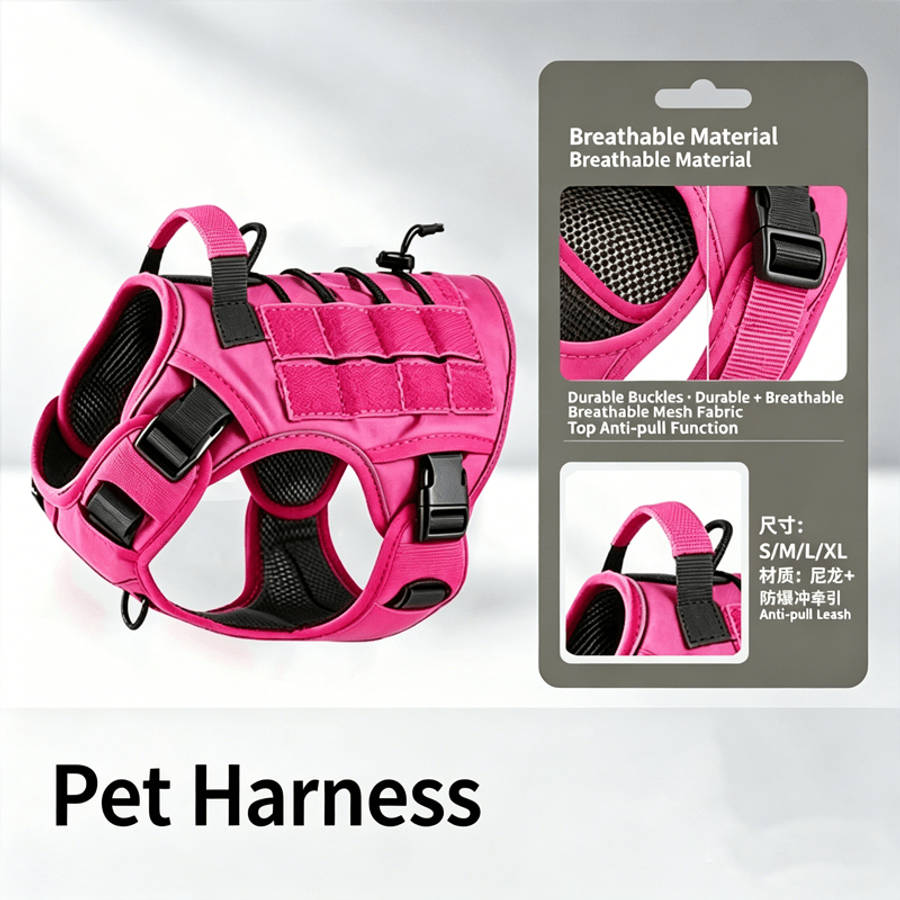 Dog Leash Color 1 Black Chest HarnessReflective LeashDog Waste Bag Size S