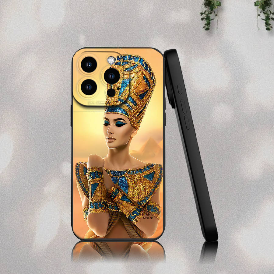 1Pc Black For iPhone 15 Egyptian Queen Phone Case