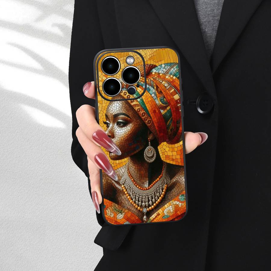1Pc Black For iPhone 13 Pro Max African Girl Phone Case