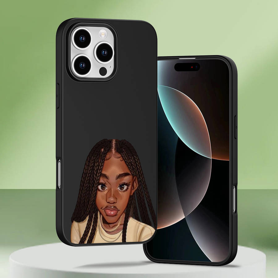 1Pc Black For iPhone 14 Pro Max African Girl Pattern Phone Case