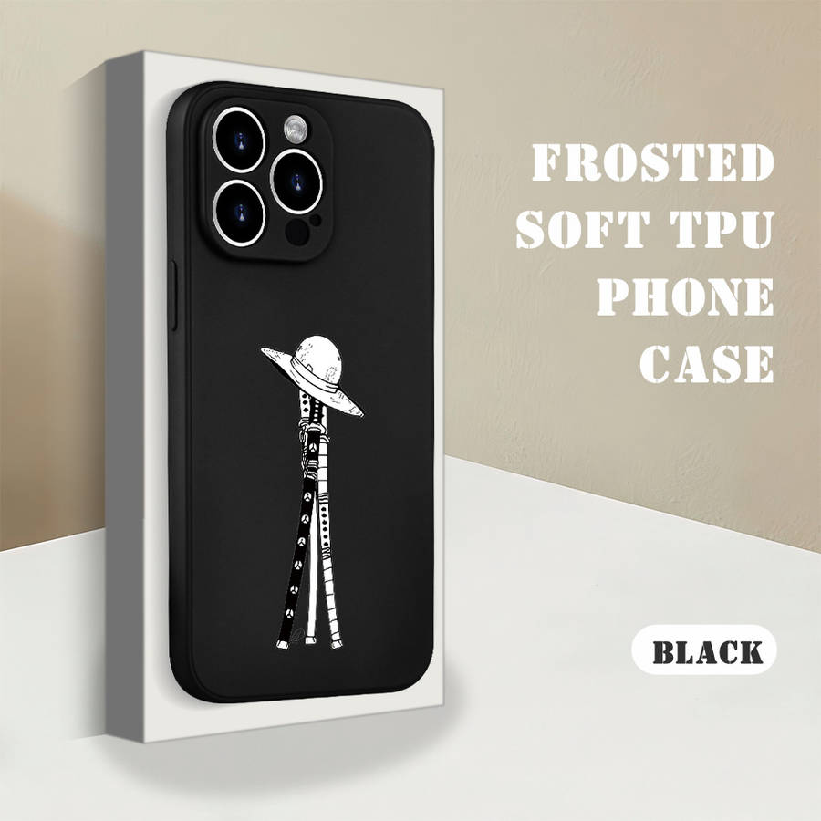1Pc Black For iPhone 13 Pro Weapons And Straw Hat Phone Case