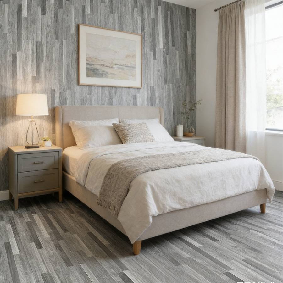 Self Adhesive Floor Stickers Parquet Light Gray 40Cm*500Cm