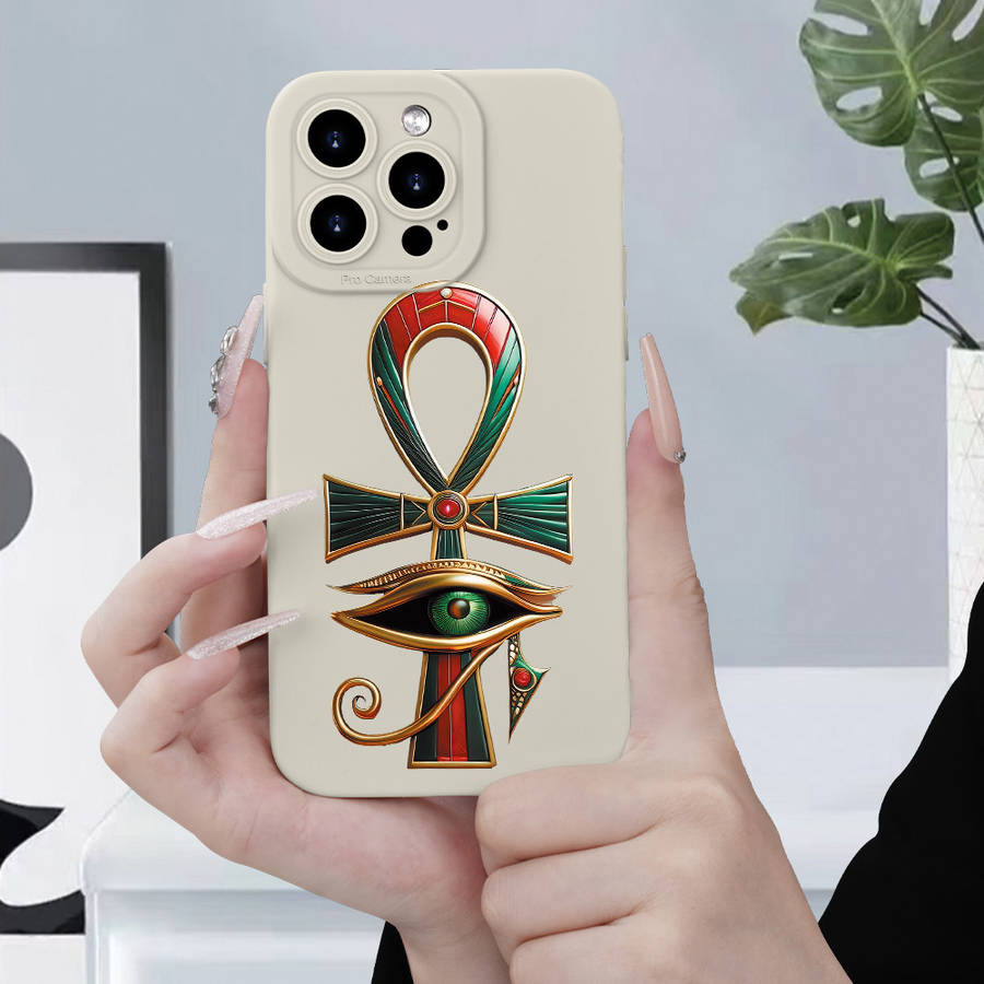 1Pc Ivory White For iPhone XR Egyptian Symbol Phone Case