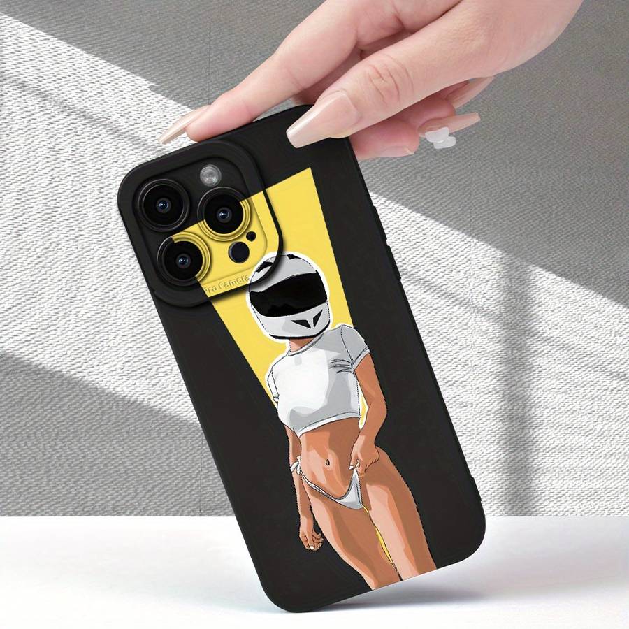 1Pc Black For iPhone 13 Mini Motorcycle Beauty Phone Case