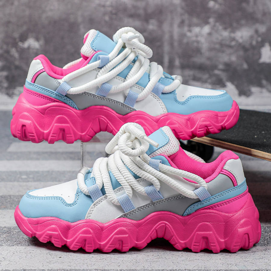 Women S Sneakers Color White Blue And Pink Background Sizeuk 2.5