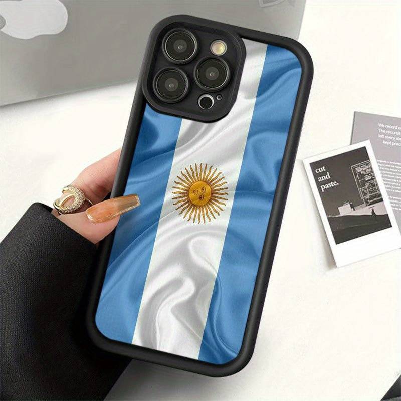 1Pc Black For iPhone 16 Plus Argentine Flag Pattern Phone Case
