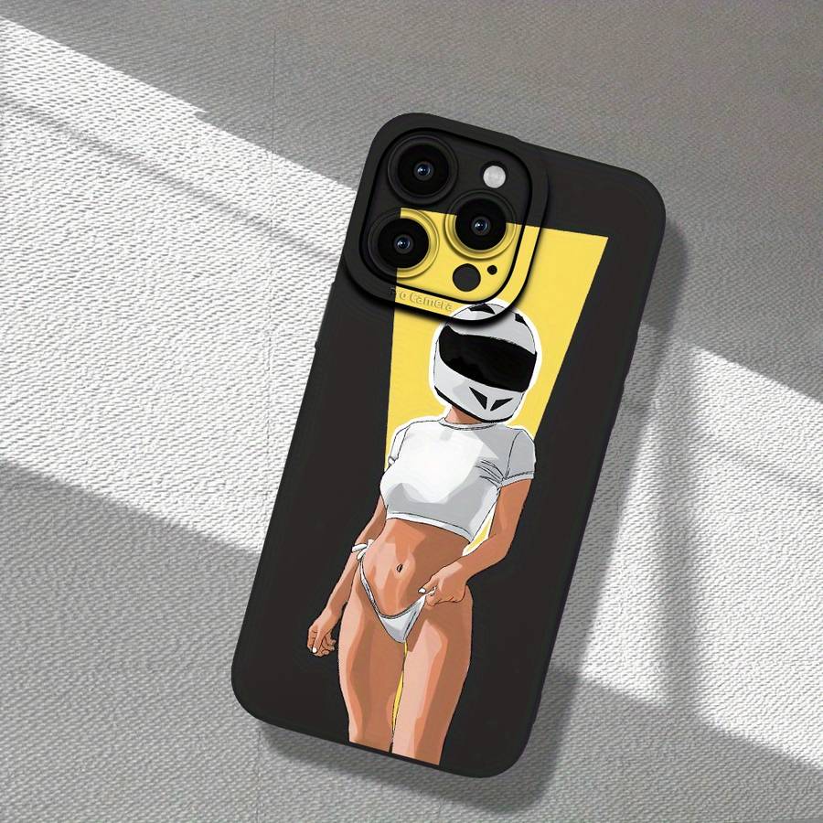 1Pc Black For iPhone 14 Motorcycle Beauty Phone Case